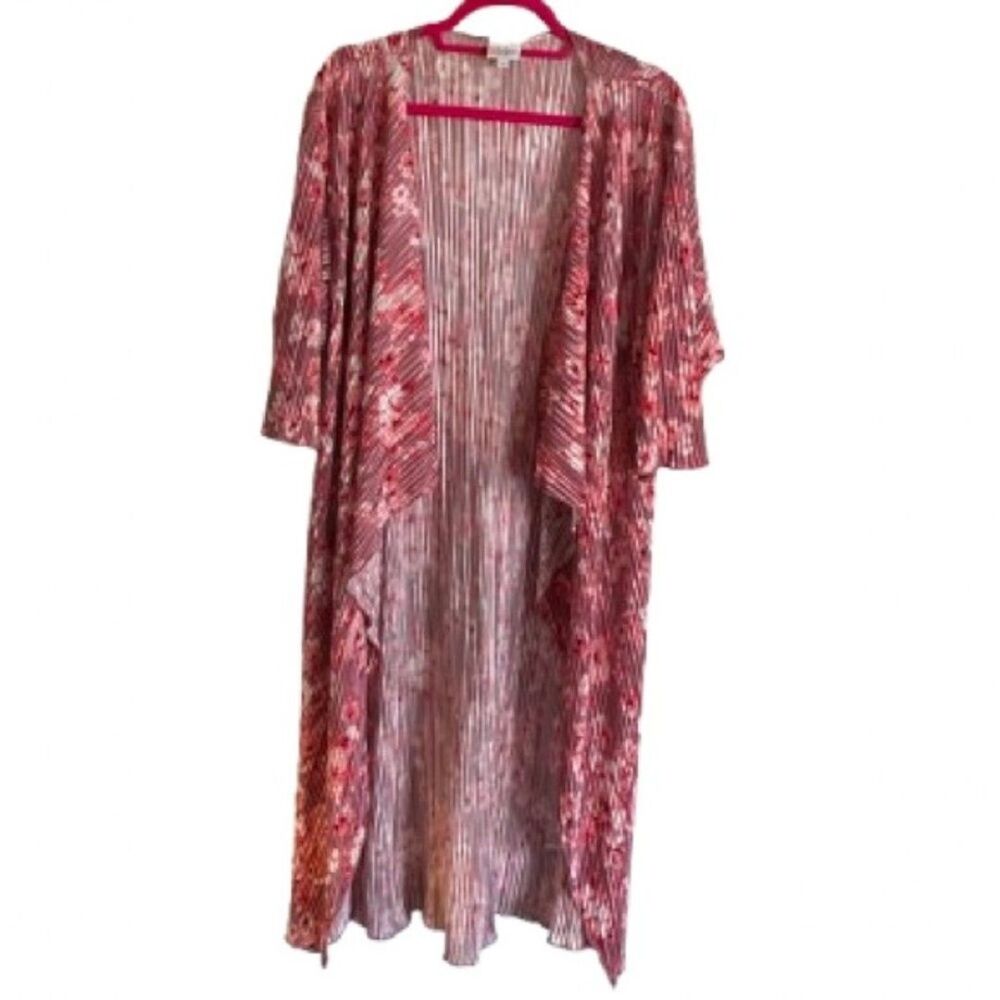 LuLaRoe Pink Floral Pleated Blouse